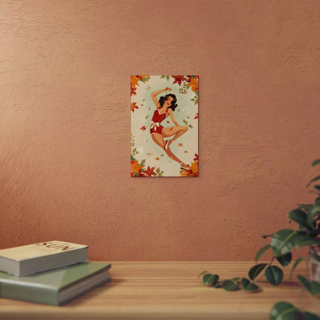 Vintage Retro Pin-Up Girl: Classic Illustration Art - Metal Poster