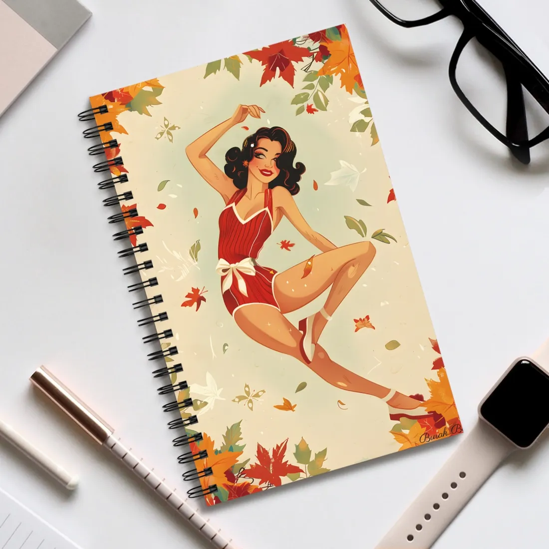 Vintage Retro Pin-Up Girl: Classic Illustration Art - Spiral Notebook