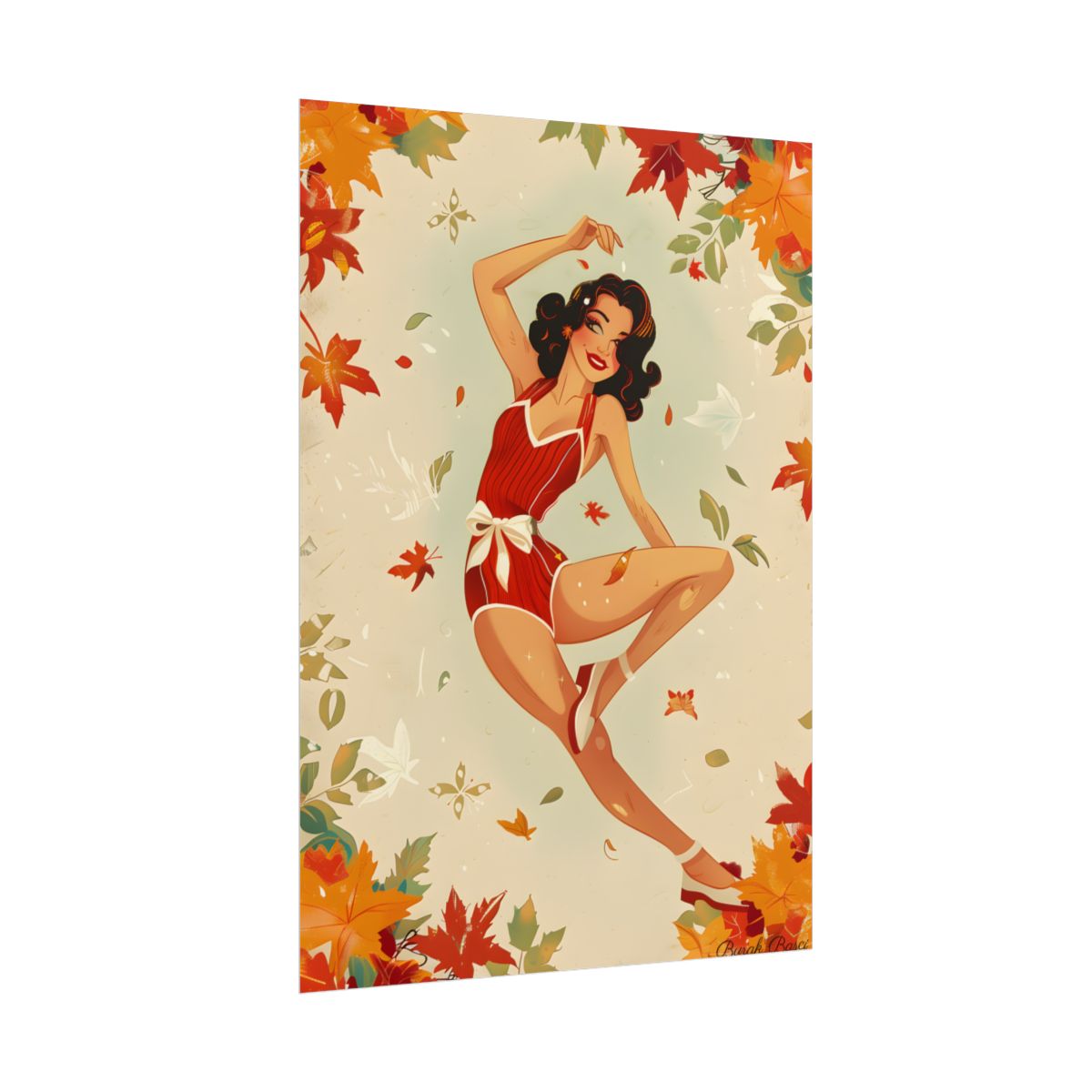 Vintage Retro Pin-Up Girl: Classic Illustration Art - Poster