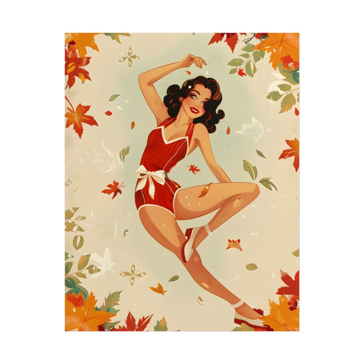 Vintage Retro Pin-Up Girl: Classic Illustration Art - Poster