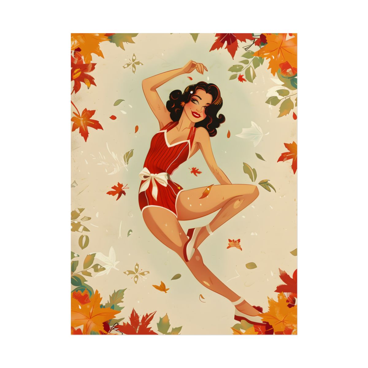 Vintage Retro Pin-Up Girl: Classic Illustration Art - Poster