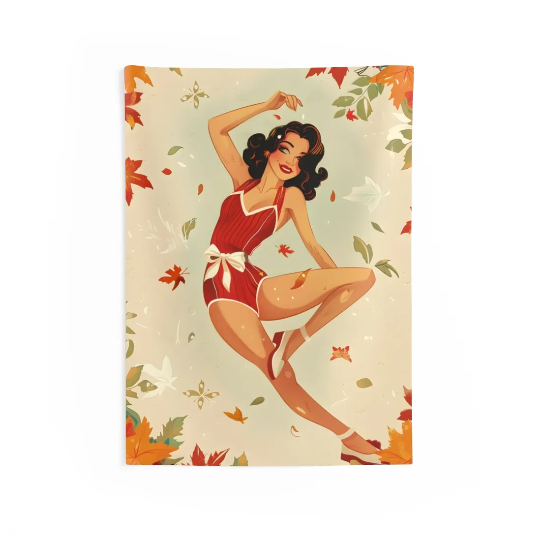 Vintage Retro Pin-Up Girl: Classic Illustration Art - Wall Tapestry