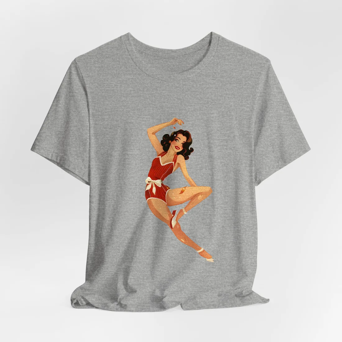 Vintage Retro Pin-Up Girl: Classic Illustration Art - T-Shirt (Athletic Heather)