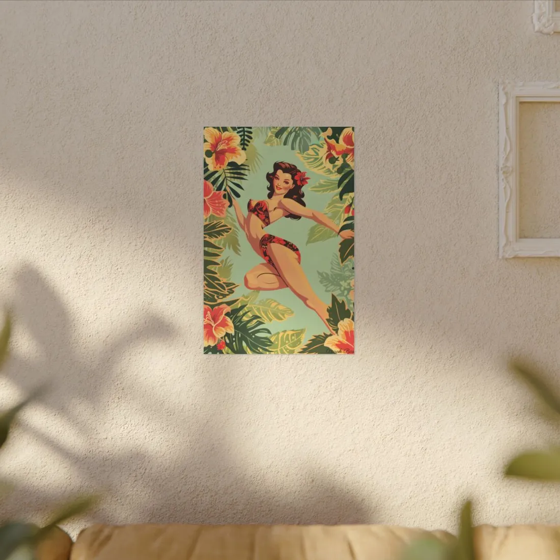 Vintage Retro Pin-Up Girl: Mid-Century Art - Canvas