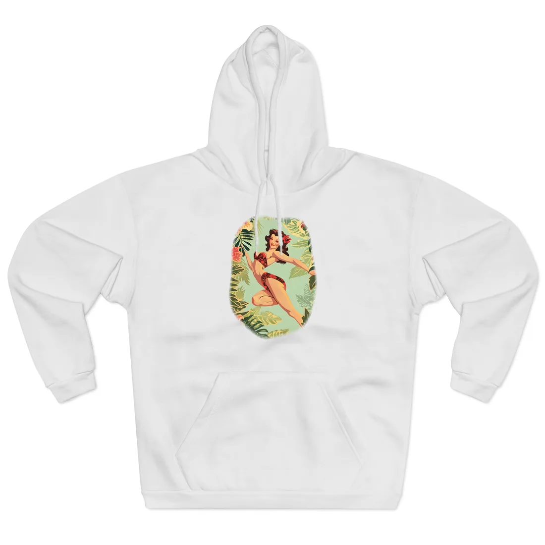 Vintage Retro Pin-Up Girl: Mid-Century Art - Hoodie (White)
