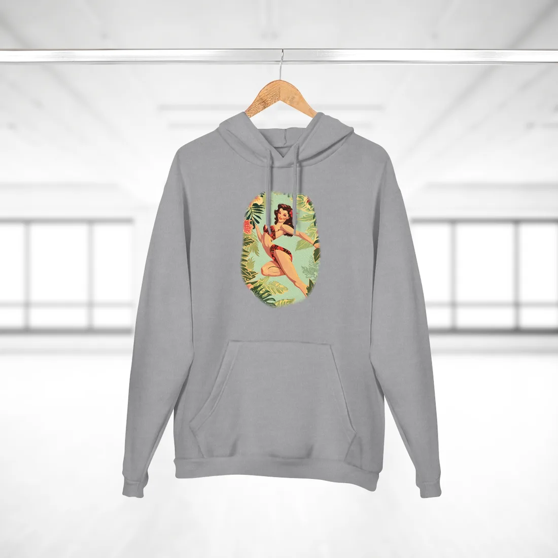 Vintage Retro Pin-Up Girl: Mid-Century Art - Hoodie (Heather Grey)
