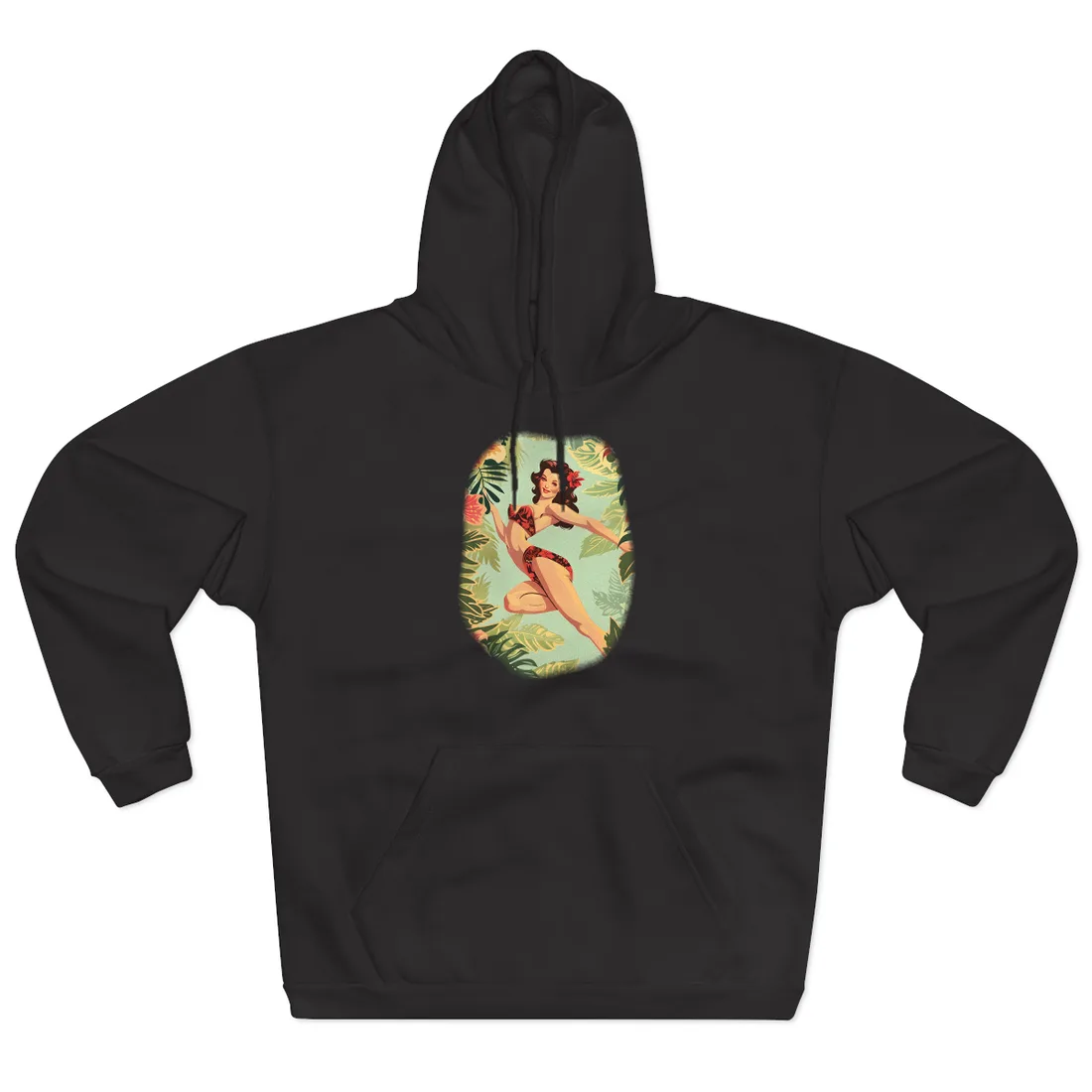 Vintage Retro Pin-Up Girl: Mid-Century Art - Hoodie (Black)