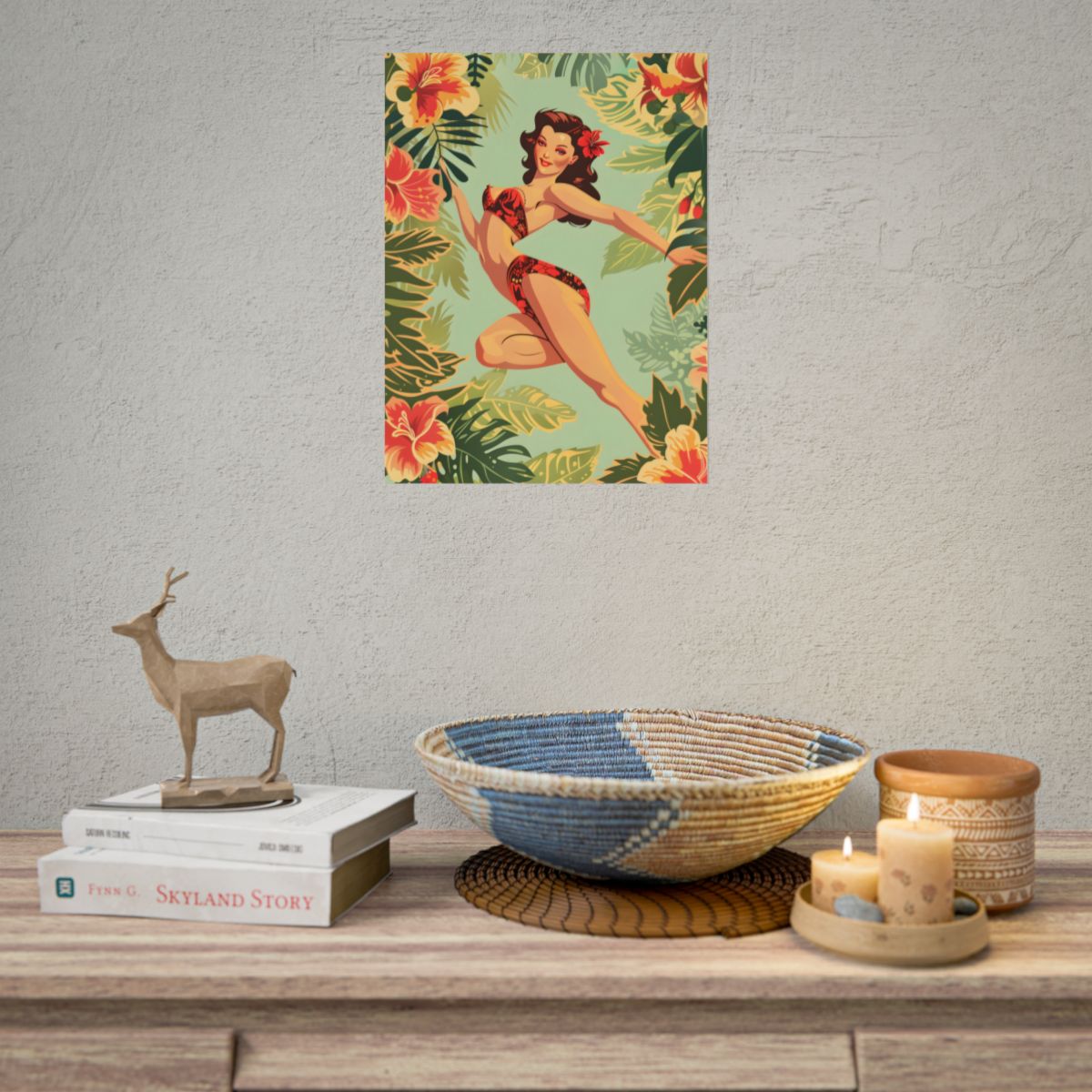 Vintage Retro Pin-Up Girl: Mid-Century Art Illustration - Poster