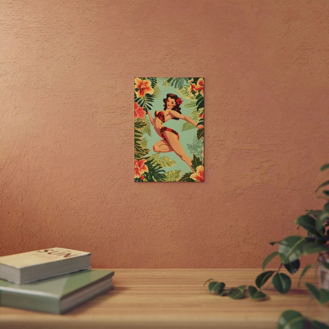 Vintage Retro Pin-Up Girl: Mid-Century Art - Metal Poster