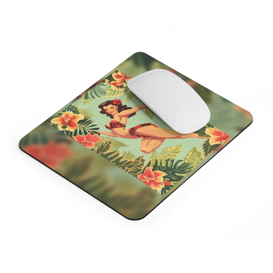 Vintage Retro Pin-Up Girl: Mid-Century Art - Mouse Pad