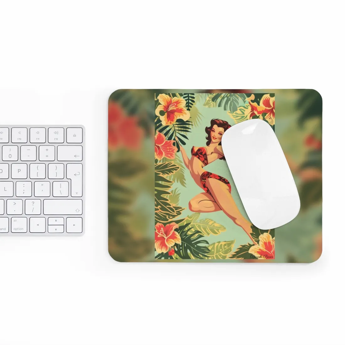 Vintage Retro Pin-Up Girl: Mid-Century Art - Mouse Pad
