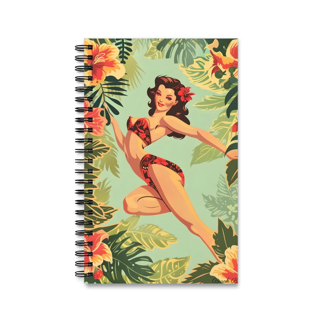 Vintage Retro Pin-Up Girl: Mid-Century Art - Spiral Notebook