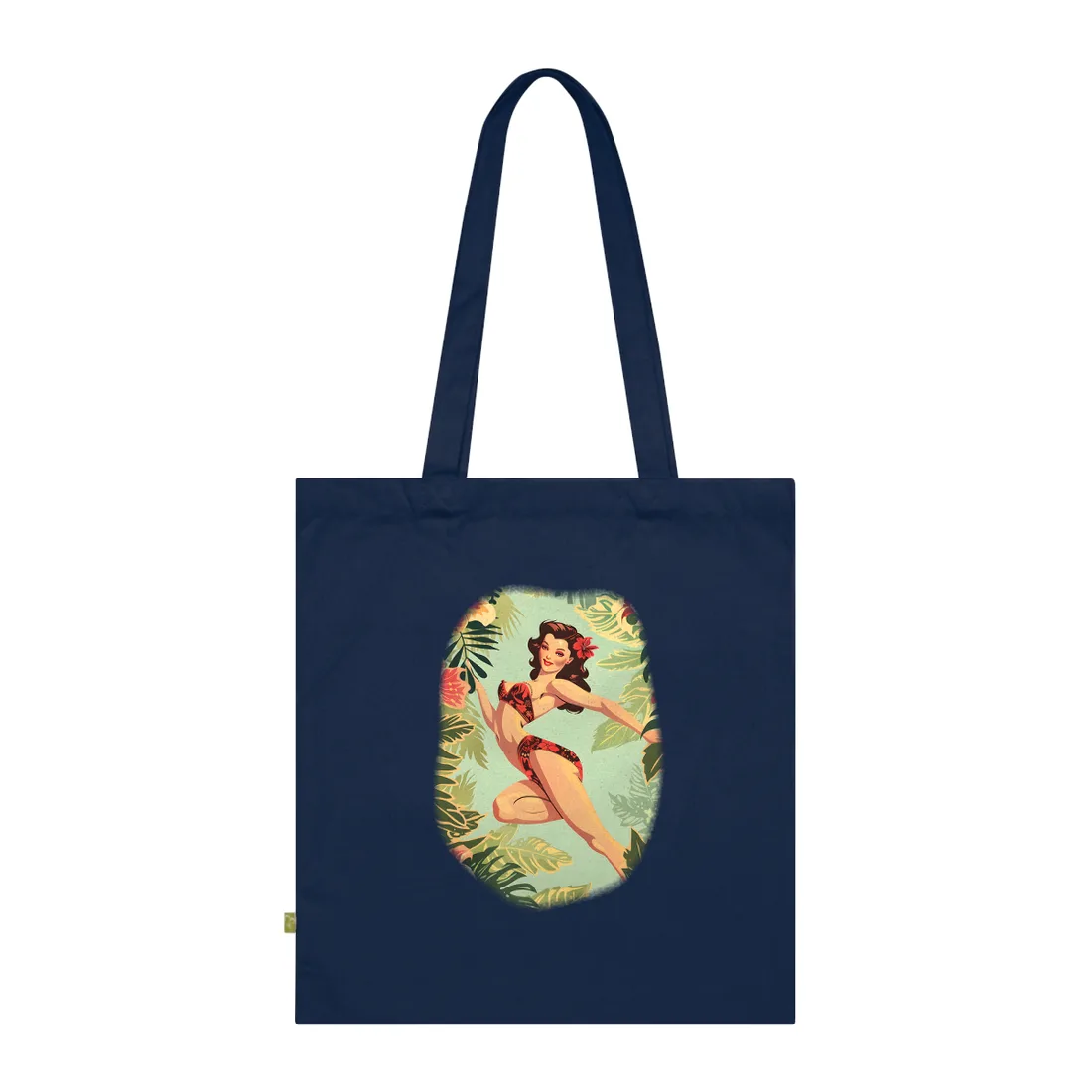 Vintage Retro Pin-Up Girl: Mid-Century Art - Tote Bag (French Navy)