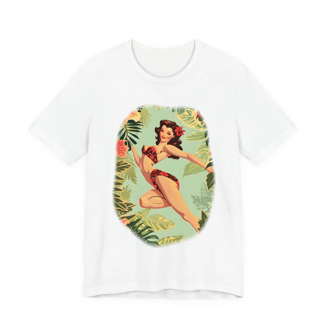 Vintage Retro Pin-Up Girl: Mid-Century Art - T-Shirt (White)