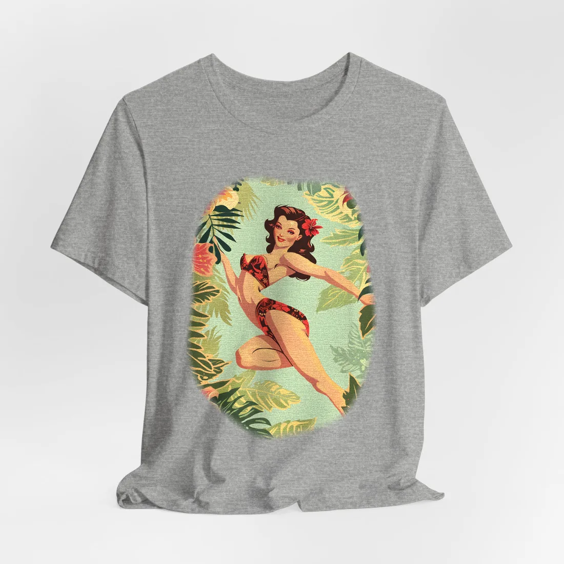 Vintage Retro Pin-Up Girl: Mid-Century Art - T-Shirt (Athletic Heather)