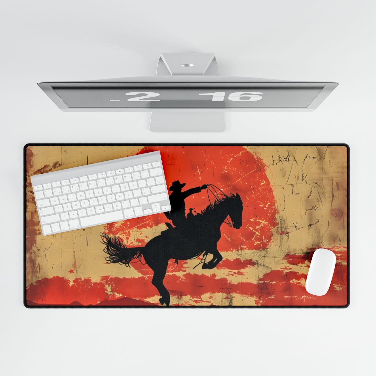 Vintage Rodeo Cowboy: Classic Bucking Bronco Art - Desk Mat
