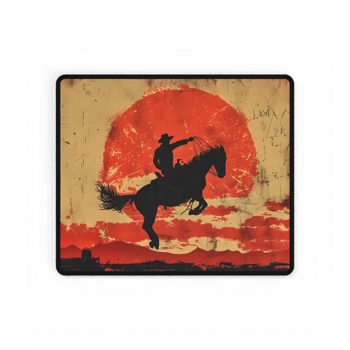 Vintage Rodeo Cowboy: Classic Bucking Bronco Art - Desk Mat