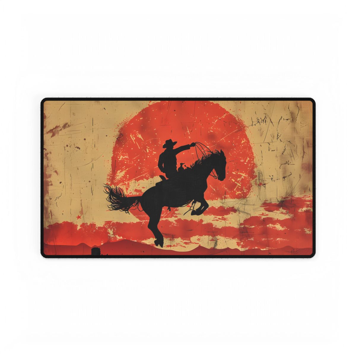Vintage Rodeo Cowboy: Classic Bucking Bronco Art - Desk Mat