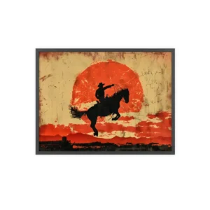 Bucking Horse Sunset Framed Poster
