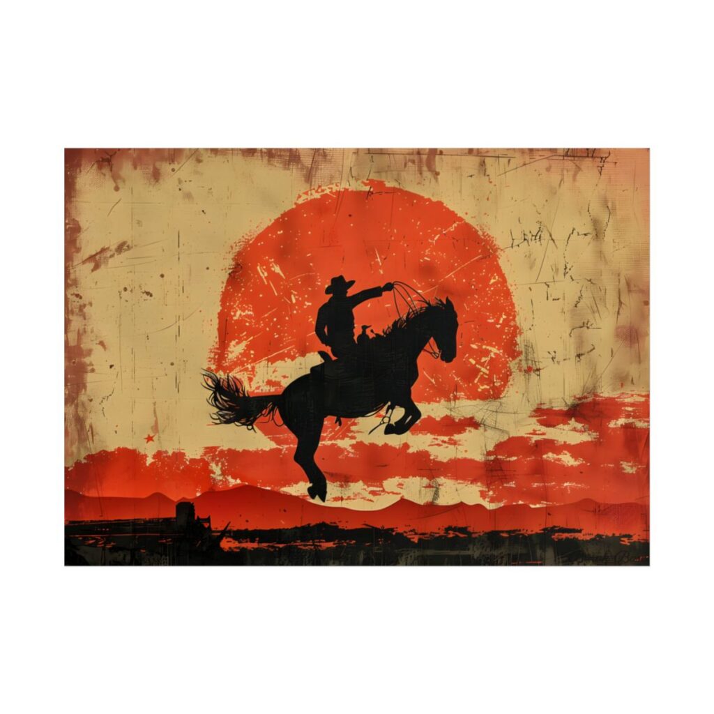 Vintage Rodeo Cowboy: Classic Bucking Bronco Art - Poster