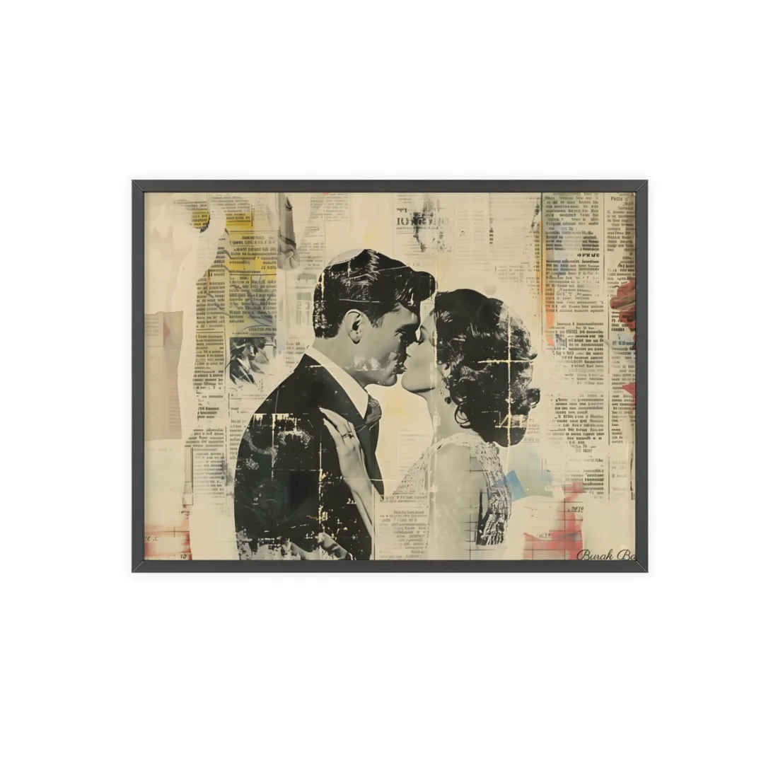 Vintage Romance: Celebratory Couple Art Poster - Framed Poster
