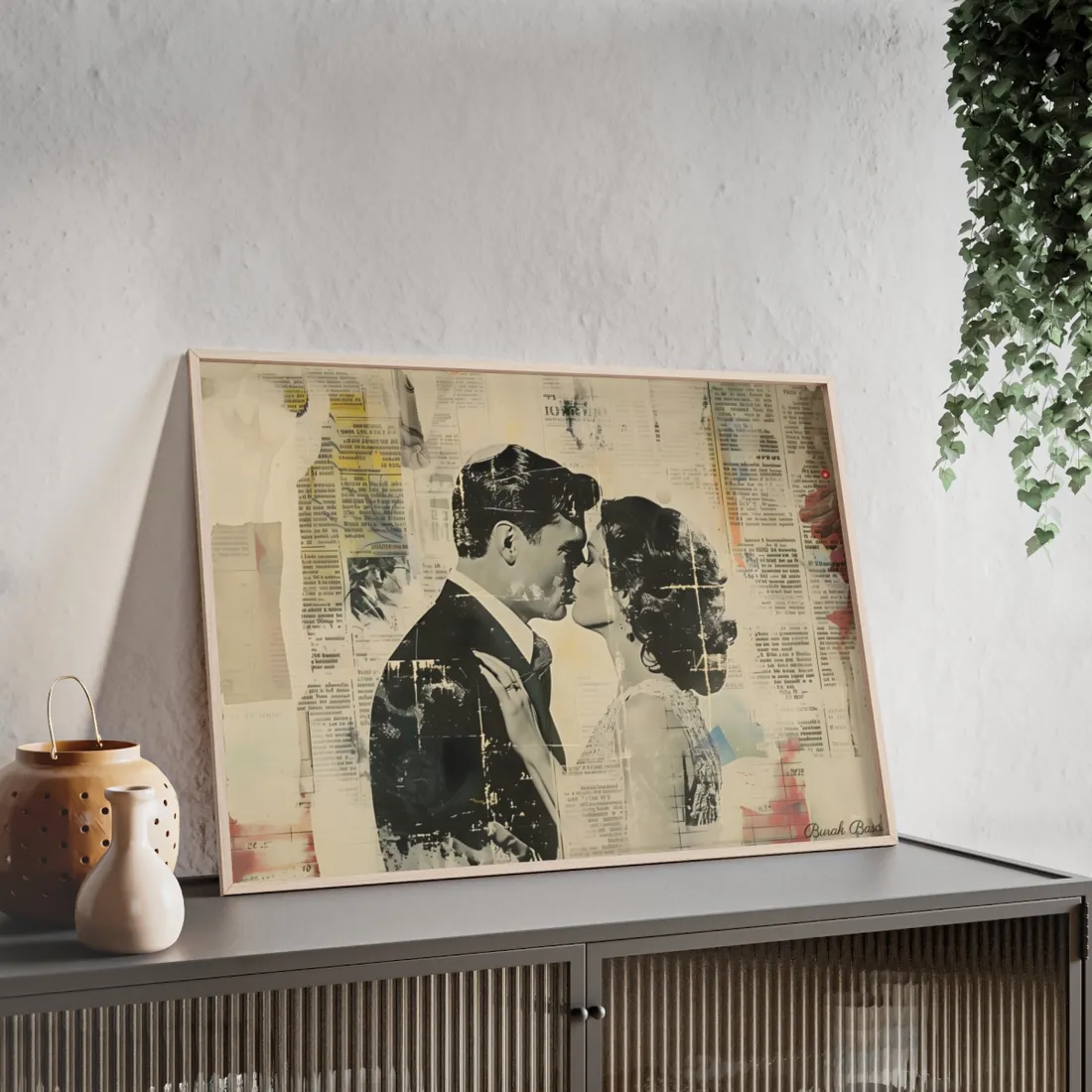 Vintage Romance: Celebratory Couple Art Poster - Framed Poster