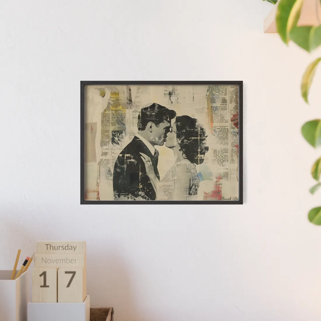 Vintage Romance: Celebratory Couple Art Poster - Framed Poster