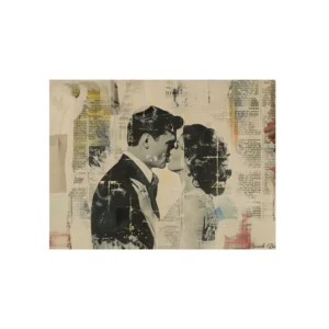 Vintage Couple Kissing Collage Metal Poster