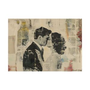 Vintage Couple Kissing Collage Poster