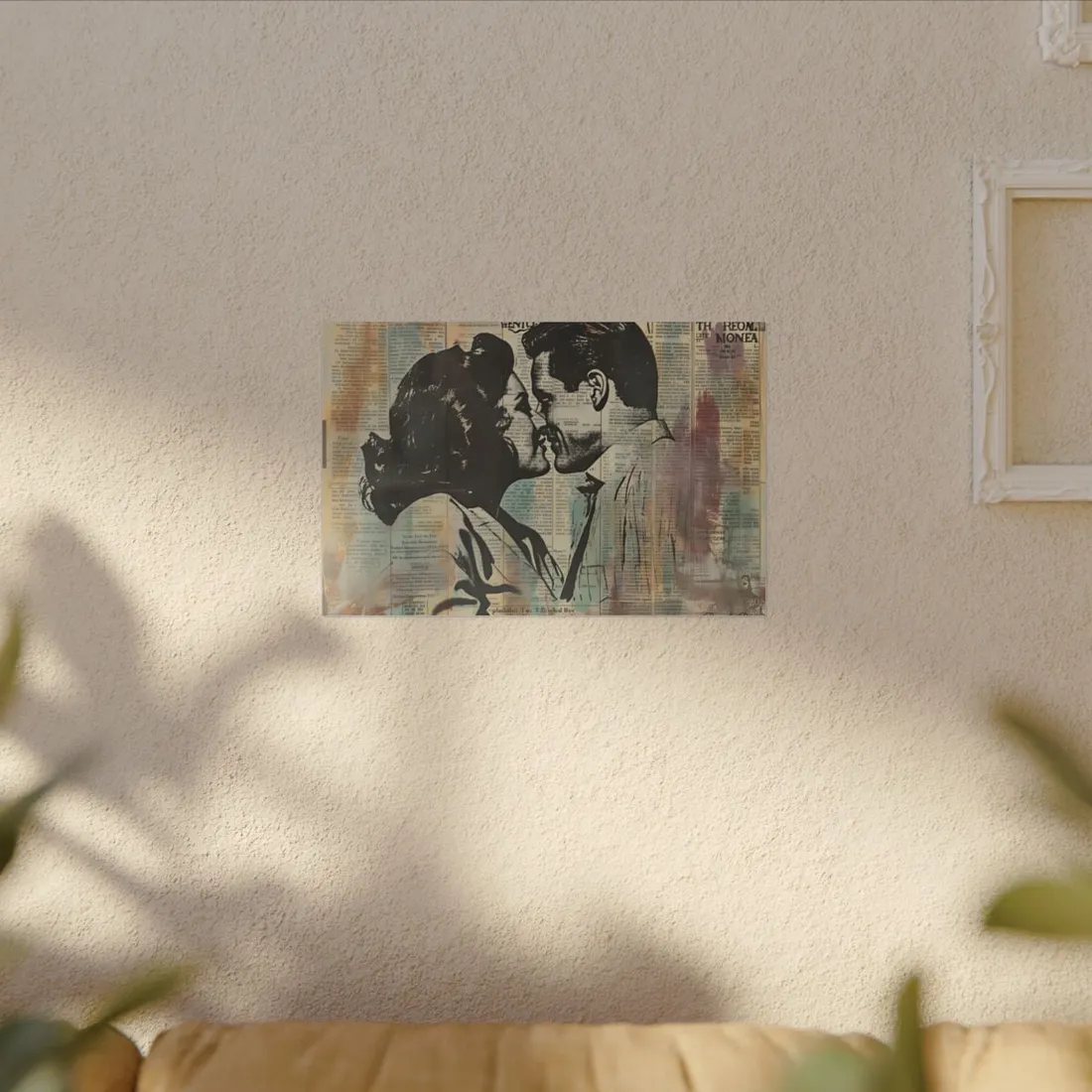 Vintage Romance: Couples in Love - Newsprint Art - Canvas