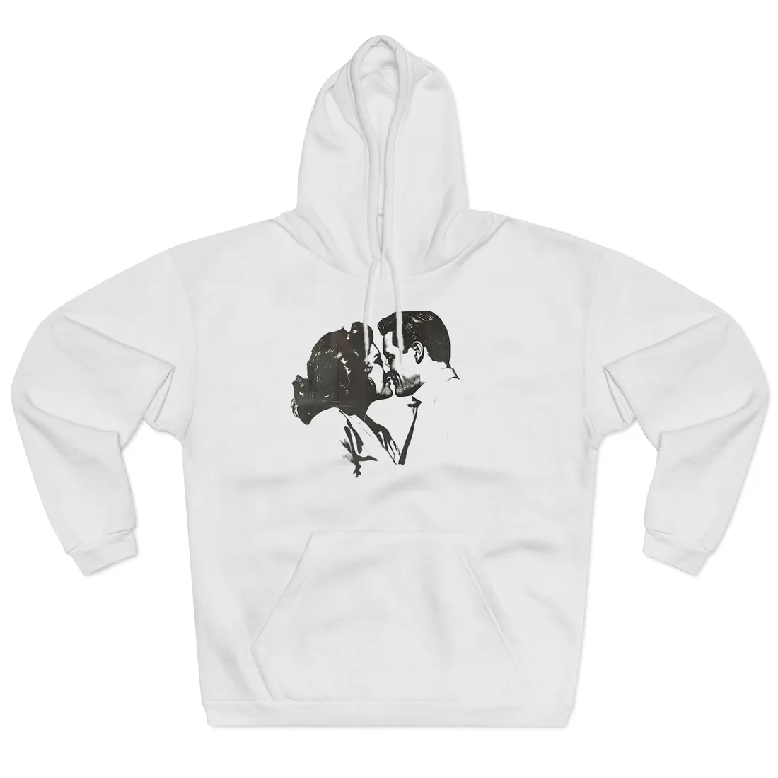 Vintage Romance: Couples in Love - Newsprint Art - Hoodie (White)