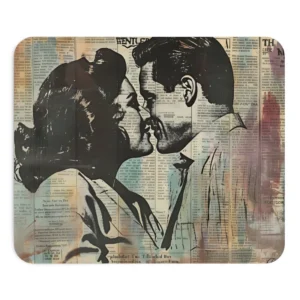 Profile Silhouettes on Newspaper Mouse Pad