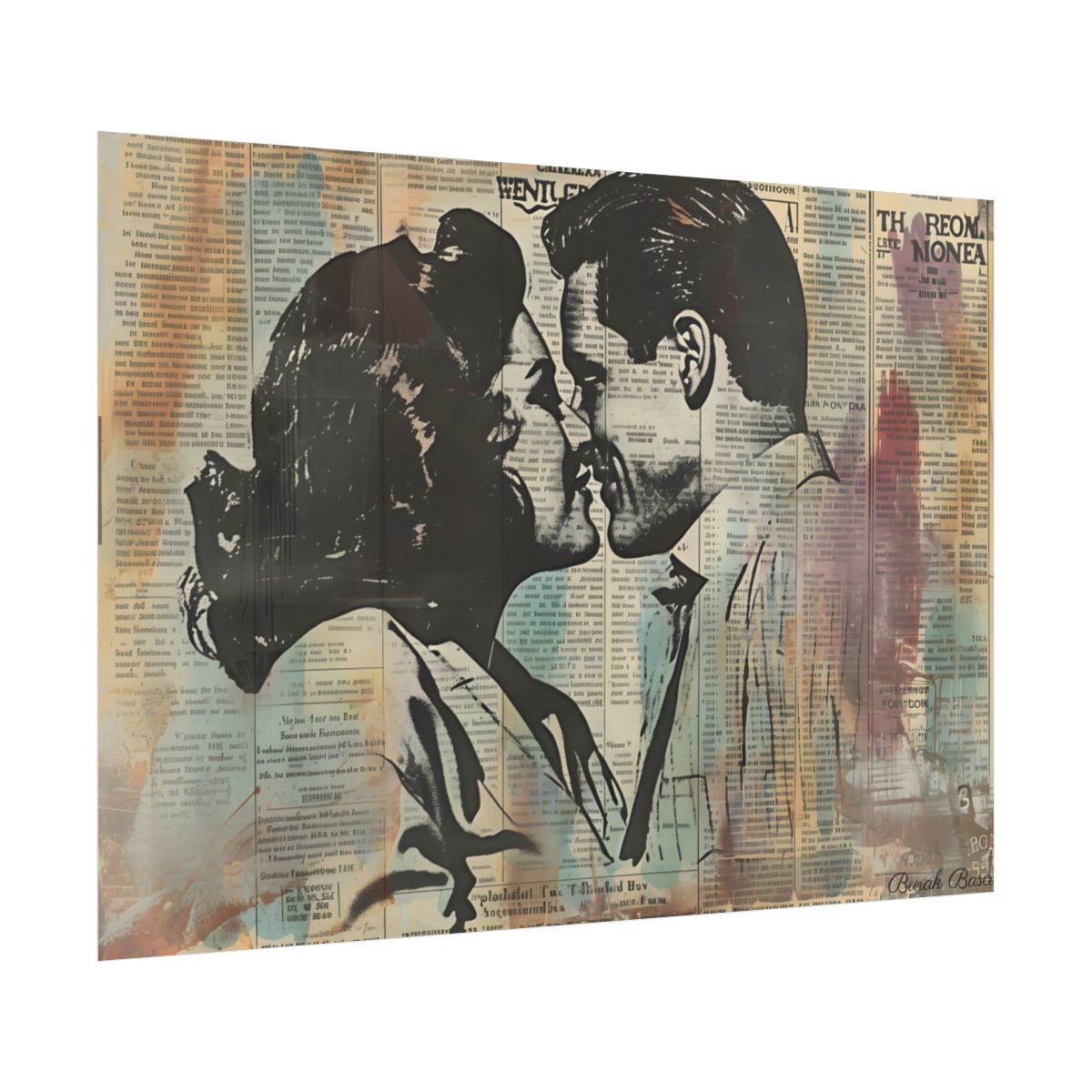 Vintage Romance: Couples in Love - Newsprint Art - Poster