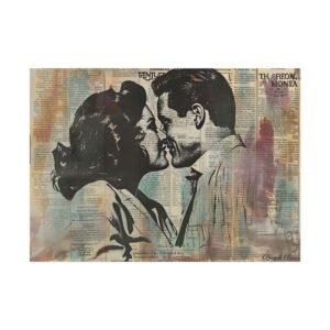 Profile Silhouettes on Newspaper Poster