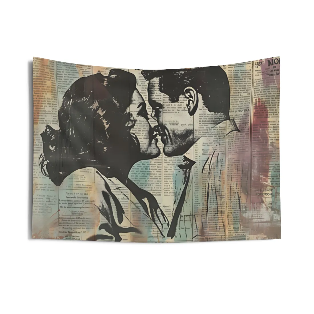 Vintage Romance: Couples in Love - Newsprint Art - Wall Tapestry