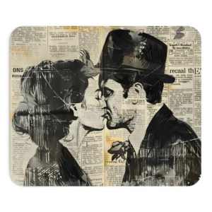 Couple Profiles on Newspaper Mouse Pad