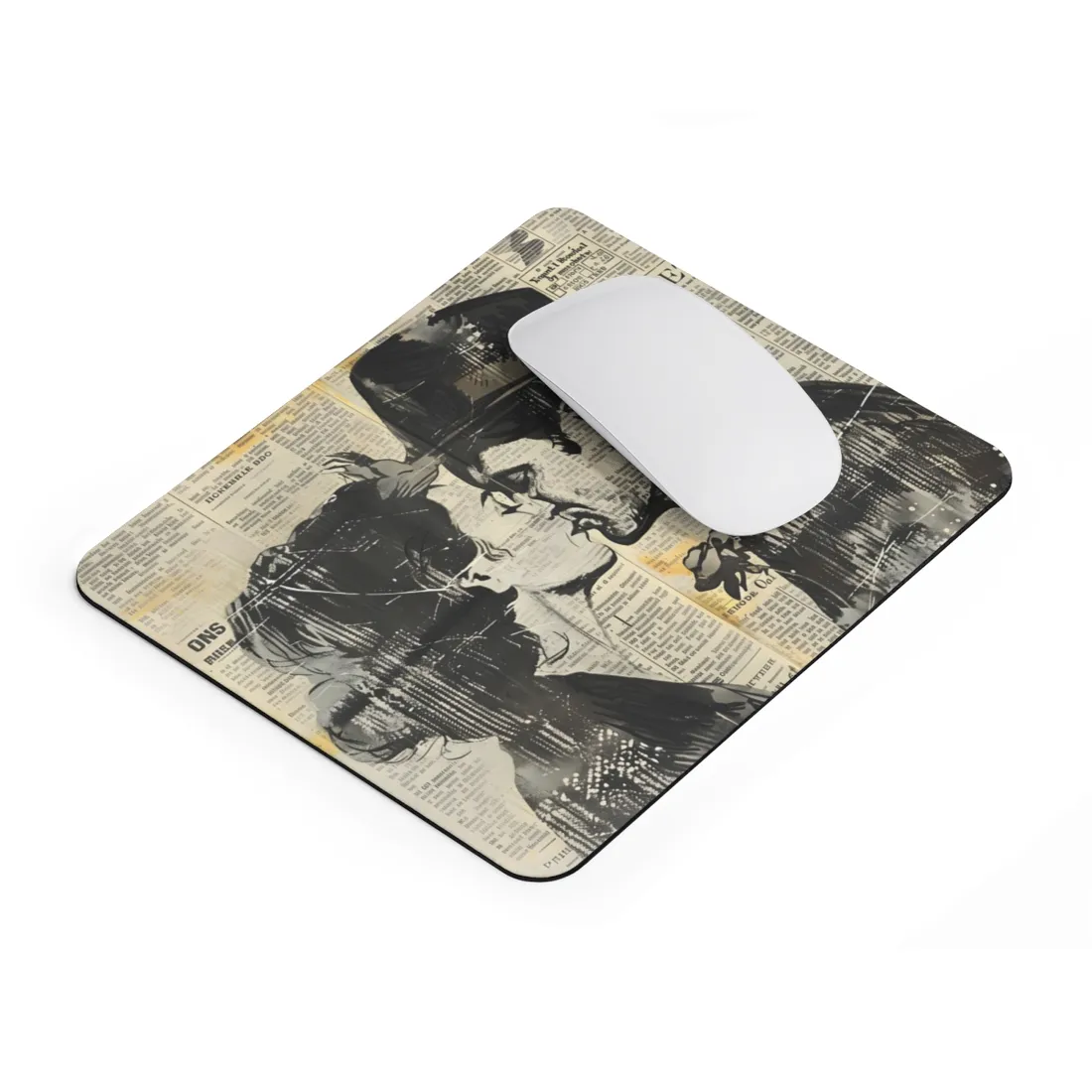 Vintage Romance Couples: Newsprint Artwork - Intimate Moments - Mouse Pad