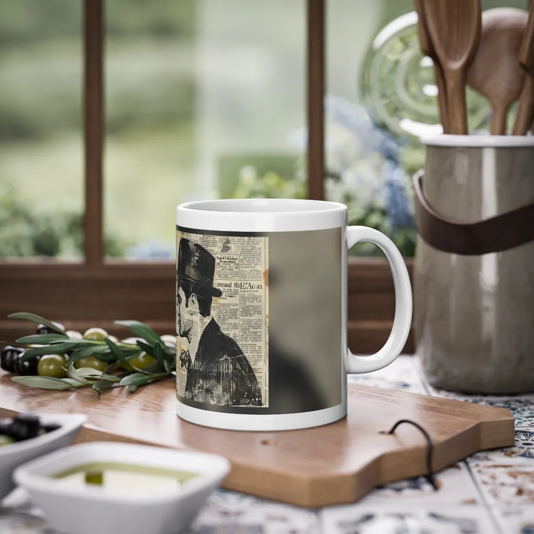 Vintage Romance Couples: Newsprint Artwork - Intimate Moments - Mug