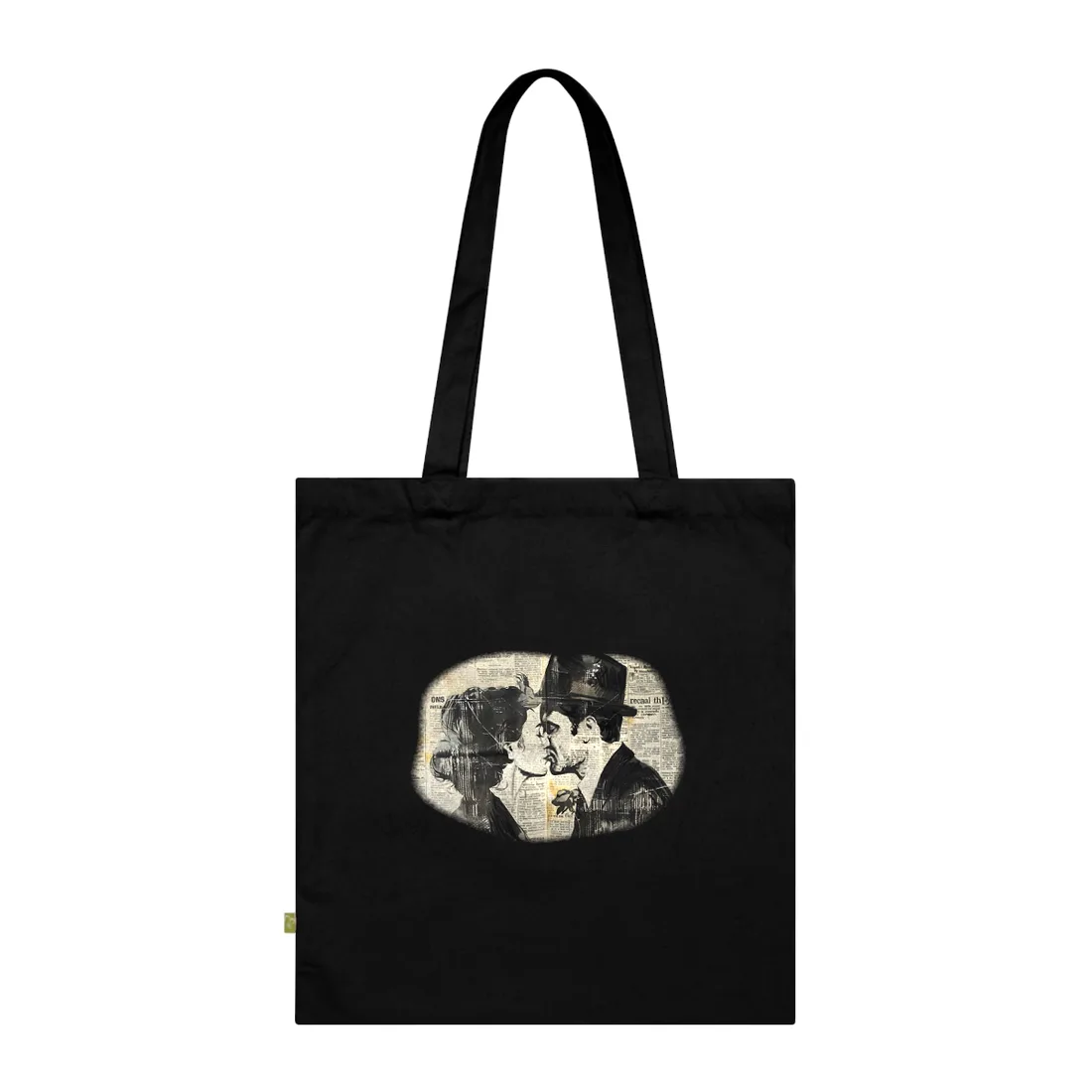Vintage Romance Couples: Newsprint Artwork - Intimate Moments - Tote Bag (Black)