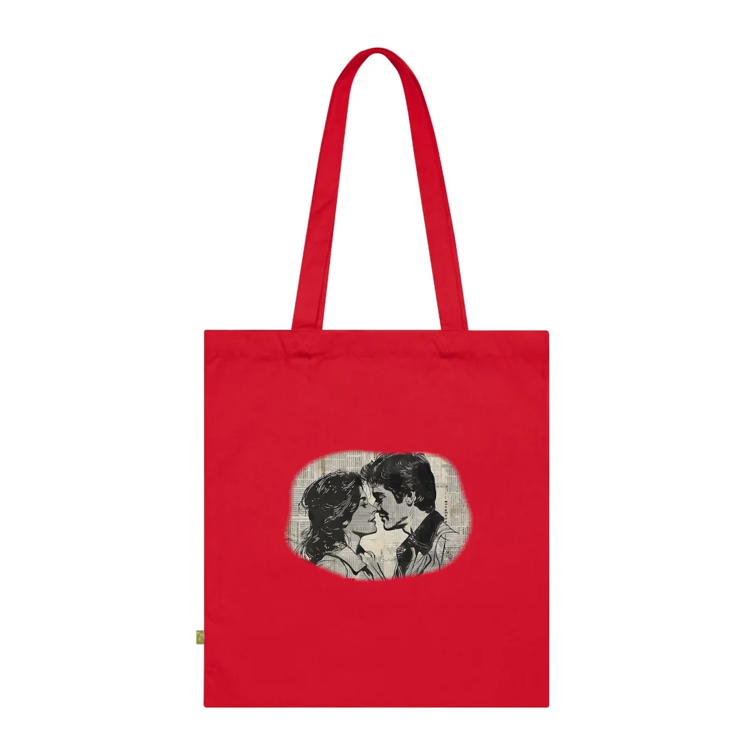 Vintage Romance Couples: Timeless Newsprint Art - Tote Bag (Classic Red)