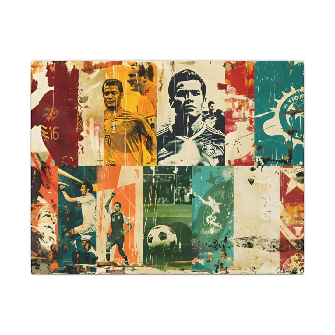 Vintage Soccer Posters: Retro Sports Art Collage - Canvas