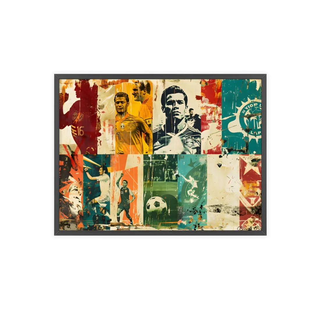 Vintage Soccer Posters: Retro Sports Art Collage - Framed Poster