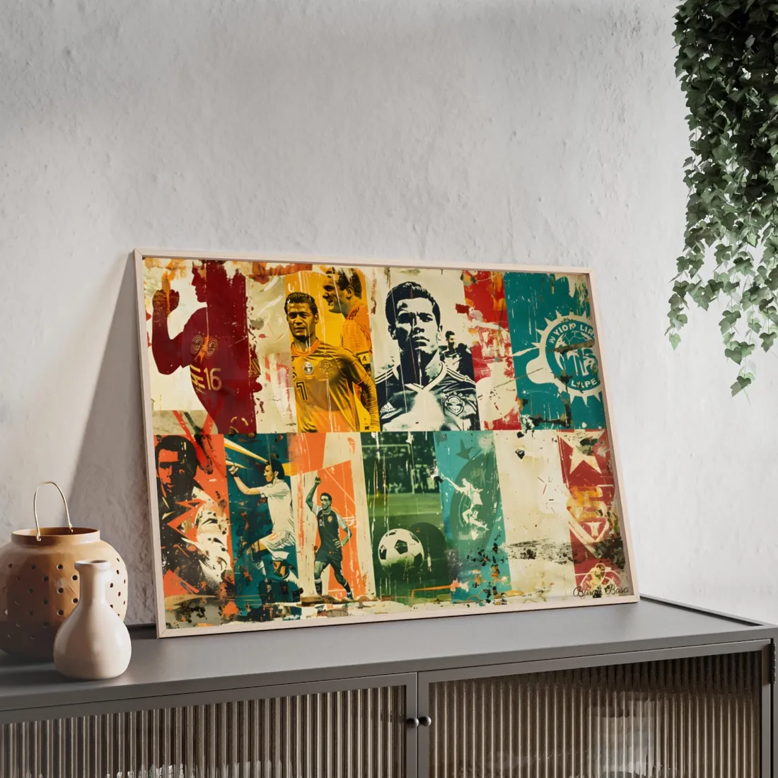 Vintage Soccer Posters: Retro Sports Art Collage - Framed Poster
