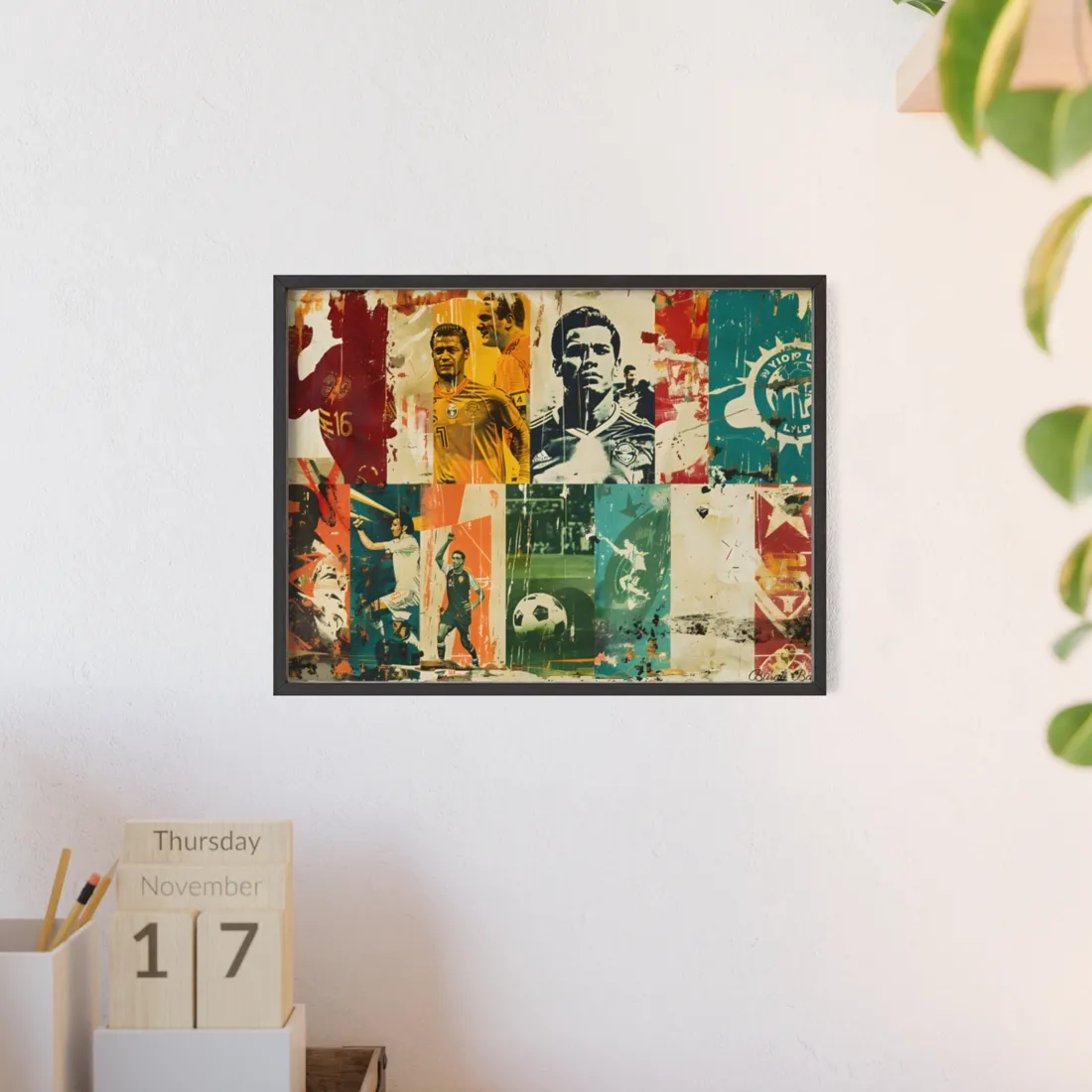 Vintage Soccer Posters: Retro Sports Art Collage - Framed Poster