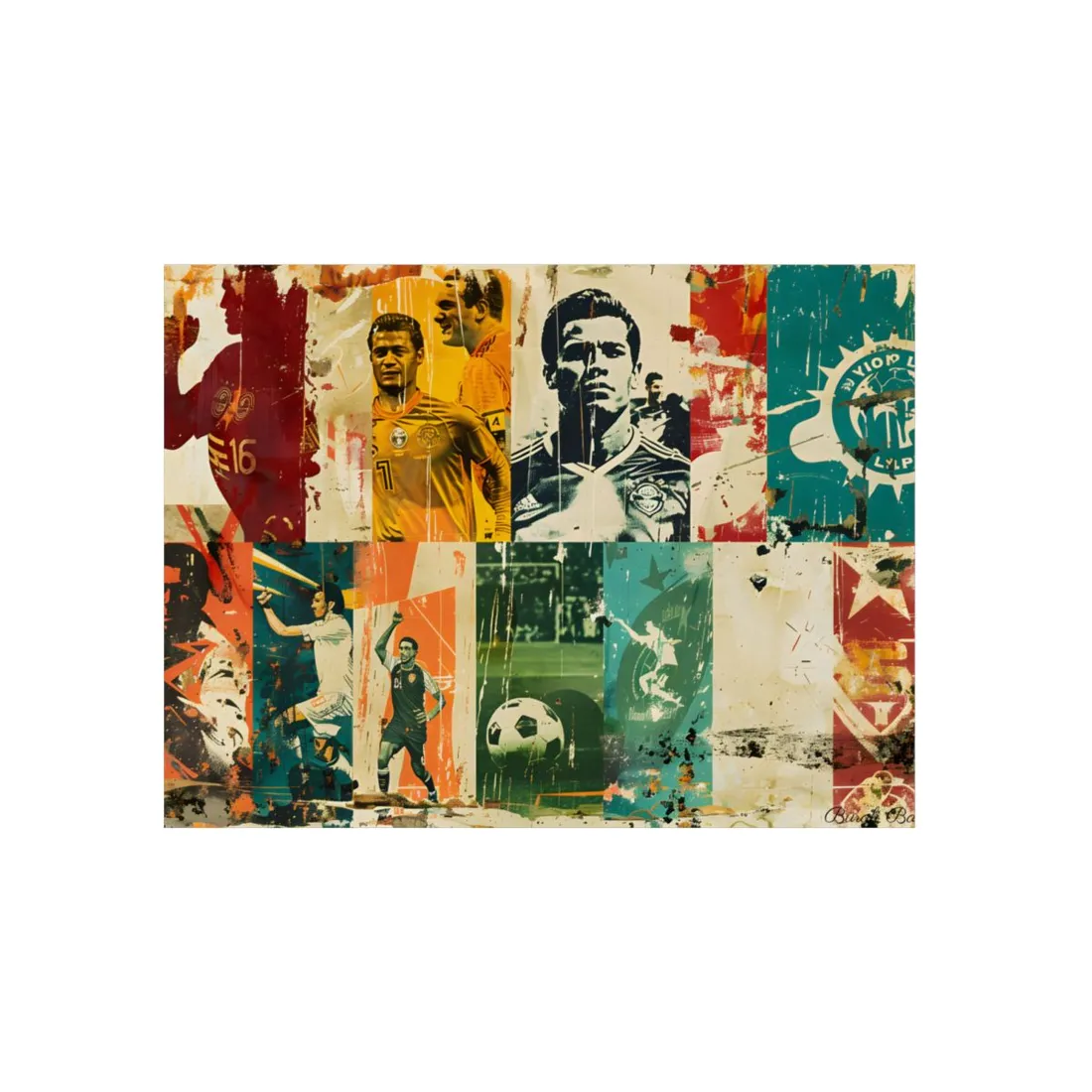 Vintage Soccer Posters: Retro Sports Art Collage - Metal Poster
