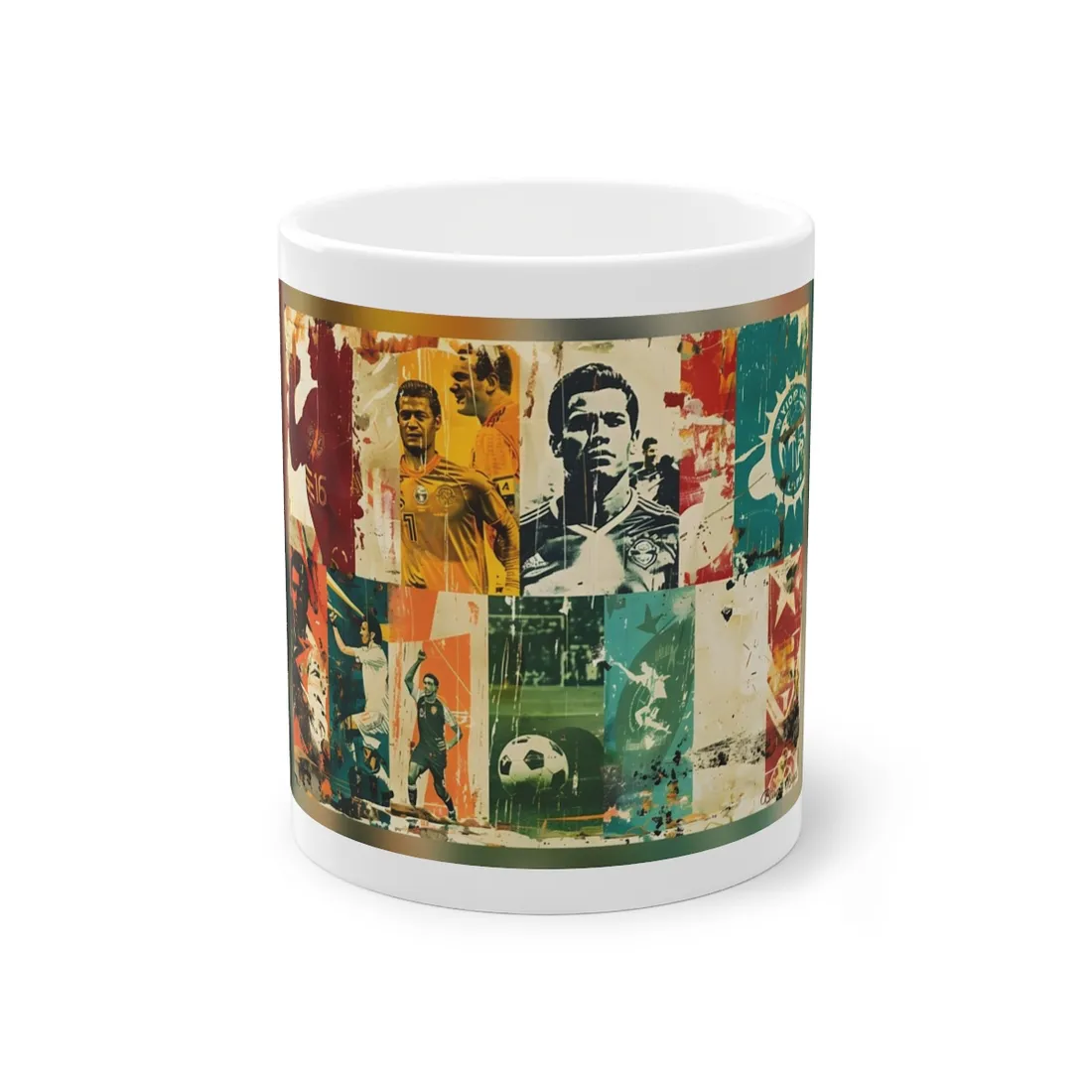Vintage Soccer Posters: Retro Sports Art Collage - Mug