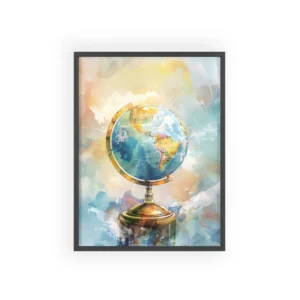Globe on Brass Stand Framed Poster
