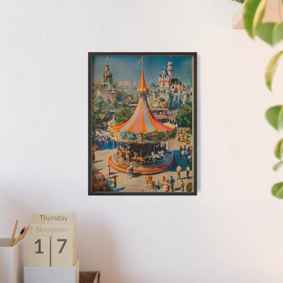 Vintage Theme Park Poster: Nostalgic Adventure - Framed Poster