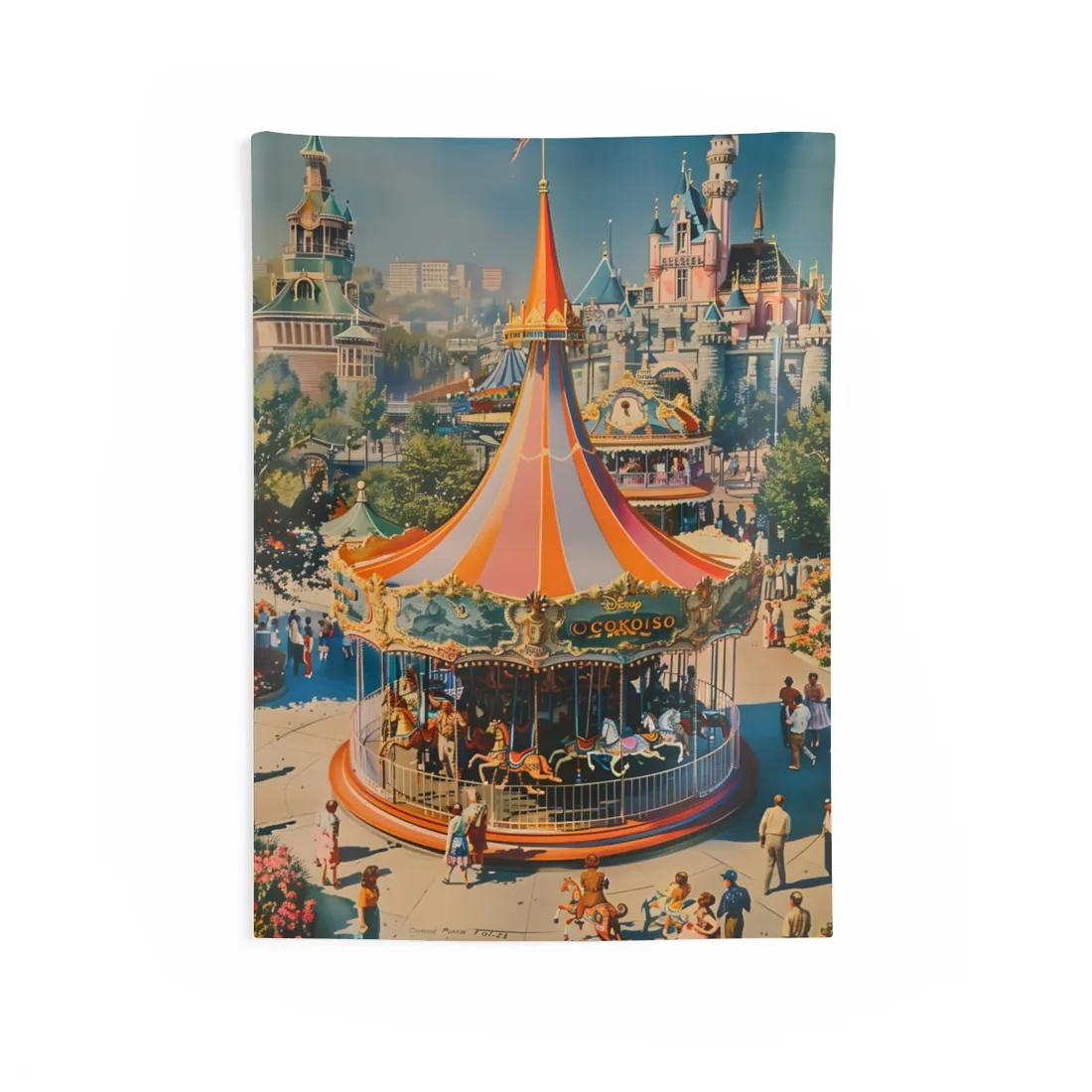 Vintage Theme Park Poster: Nostalgic Adventure - Wall Tapestry