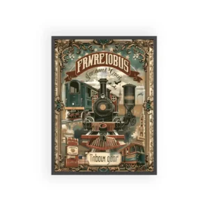 Vintage Steam Locomotive Framed Poster